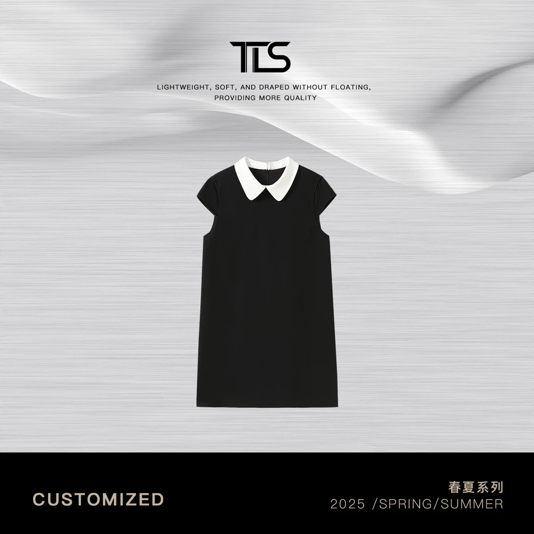 TT【大赫本】日本进口三醋酸娃娃领轻奢百搭高级感气质连衣裙Q048