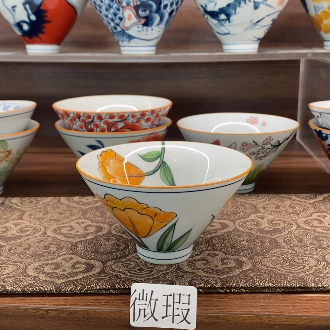 釉下手绘茶具微瑕