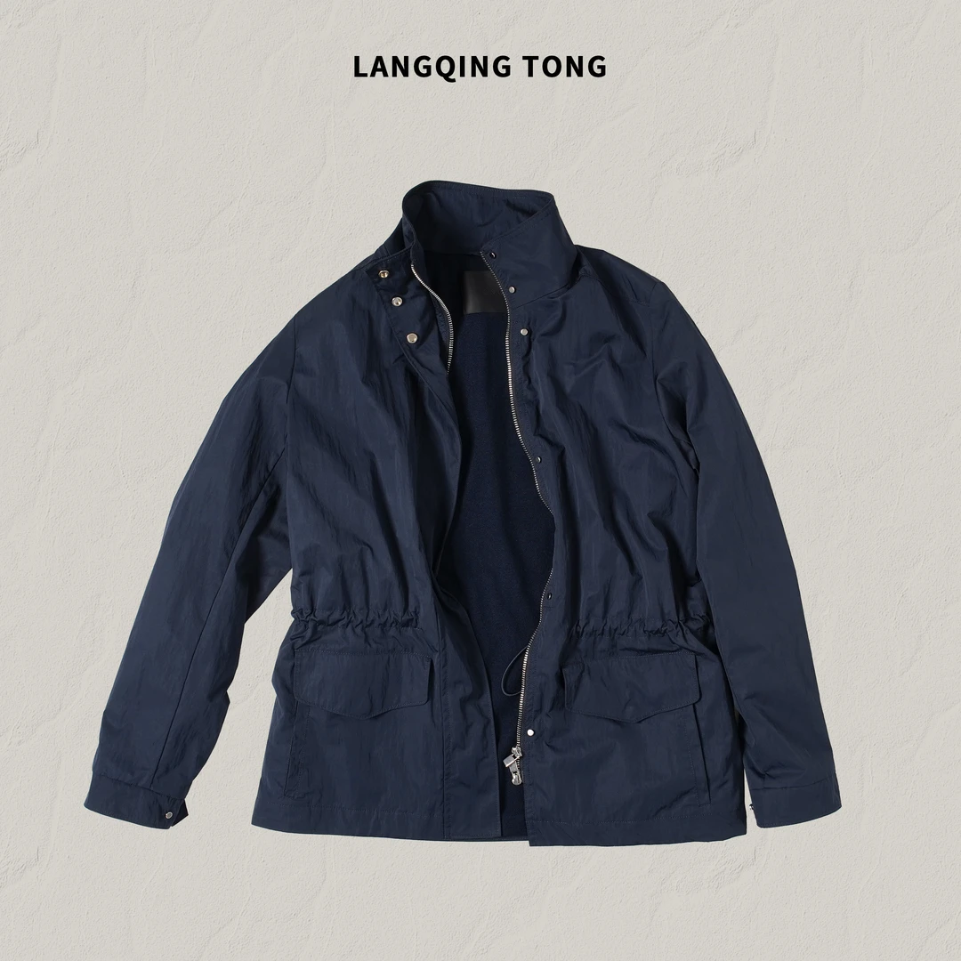 LANGQING 立领收腰长袖拉链休闲通勤夹克外套46575#