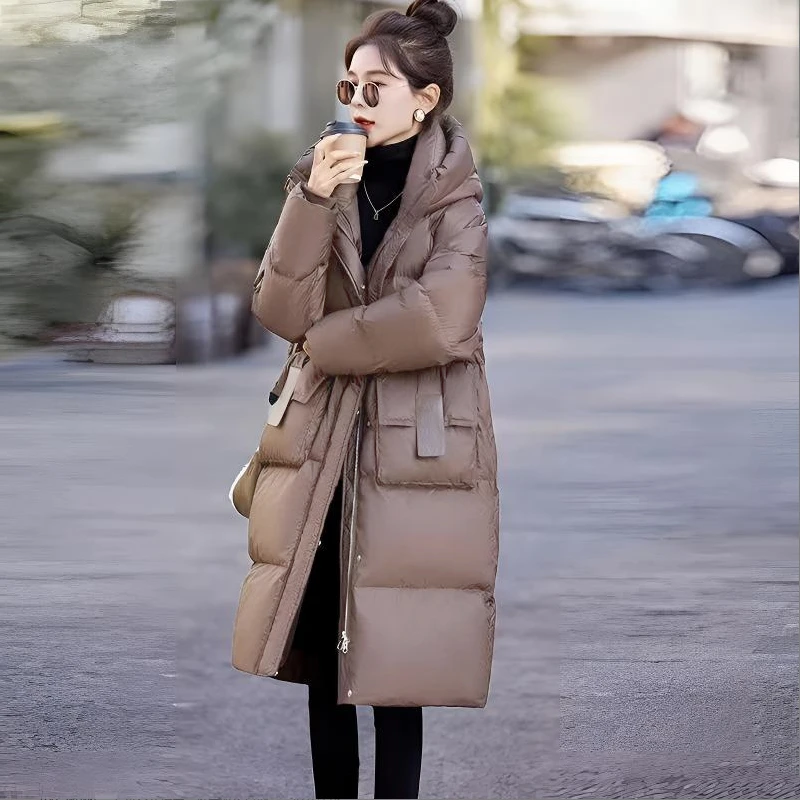 【断码清仓】秋冬潮流美拉德中长款过膝加厚宽松外套冬季时尚棉服