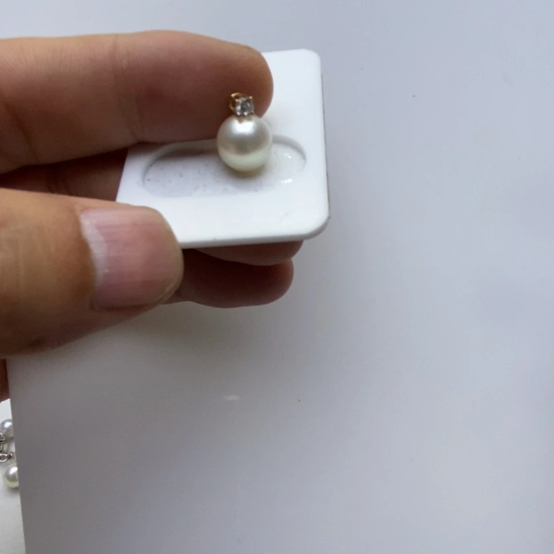 吊坠(不含链)18K金镶嵌海水珍珠18K王妃珍珠吊坠9-9.5mm