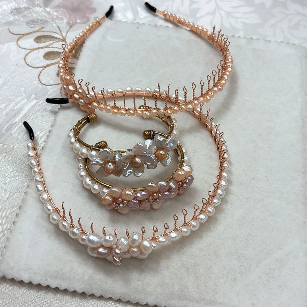 古***牛银S925镶嵌淡水珍珠发饰