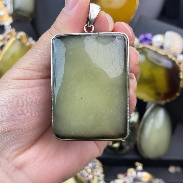 琥珀银S925镶嵌裸石