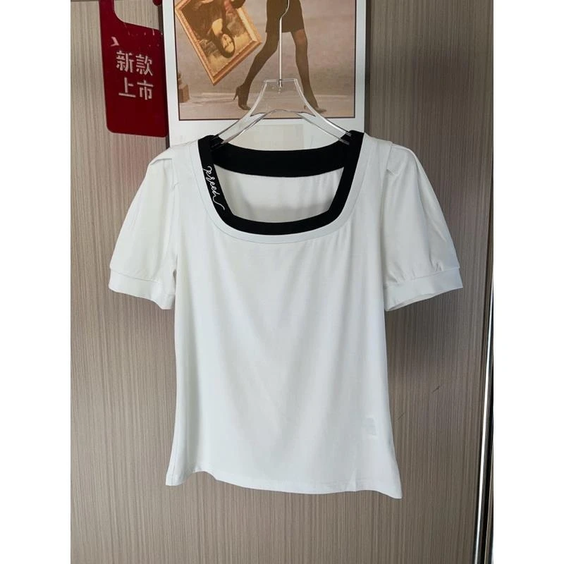9996品牌撤柜女装剪标时尚设计款短袖T恤