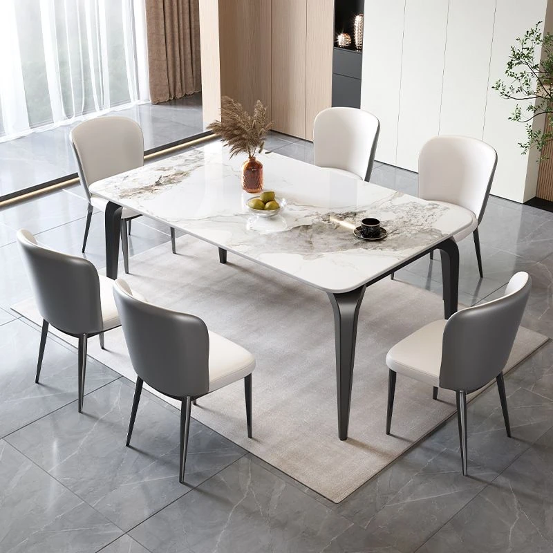 岩板餐桌椅组合出租屋家用小户型简约西餐桌意式轻奢餐桌家用饭桌