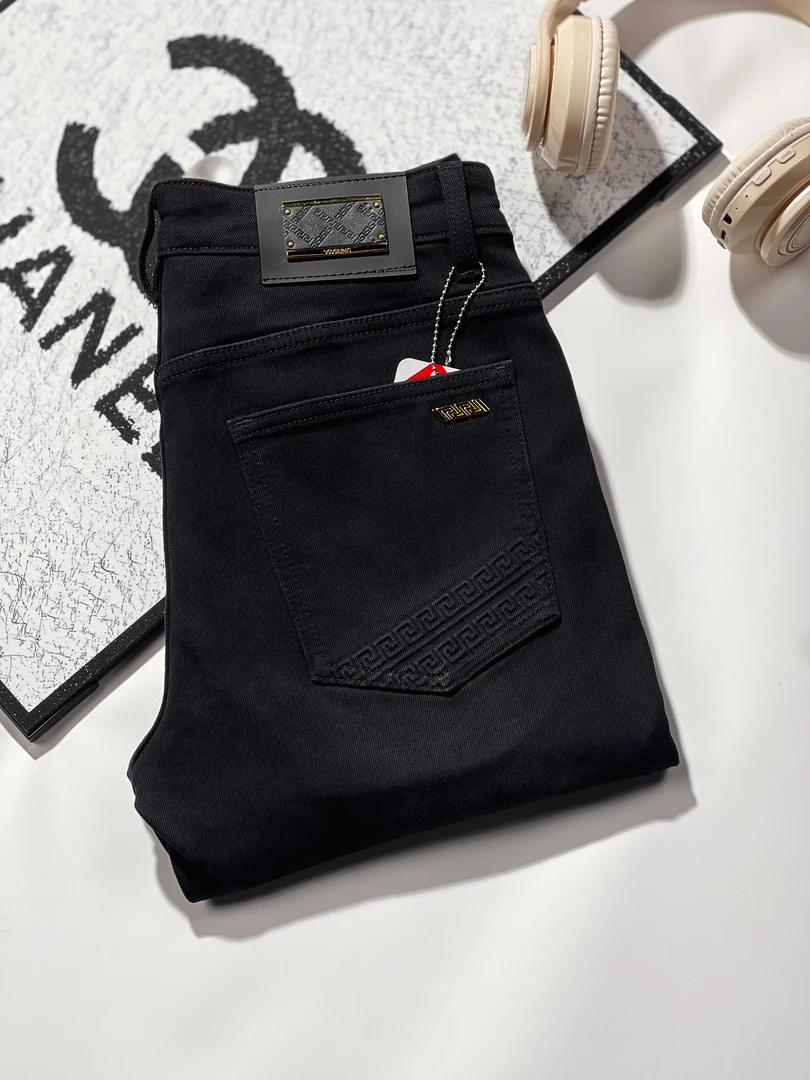 【温暖冬季】秋冬厚款金标款黑色灰色经典百搭男士修身小直筒牛仔裤