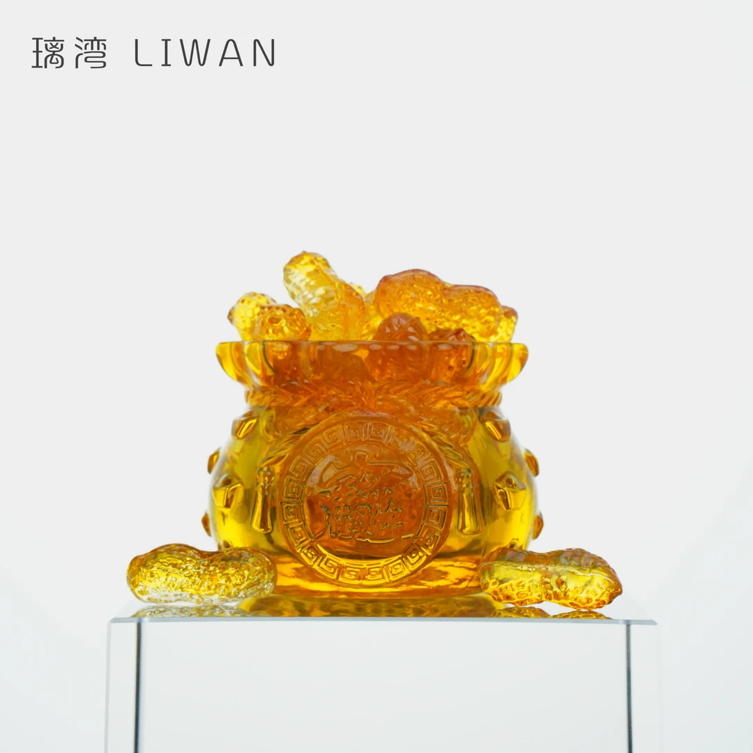 10厘米琉璃福袋笔筒桌面摆件