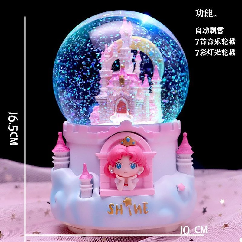 天空之城水晶球音乐盒梦幻公主城堡可旋转八音盒女孩儿童生日礼物