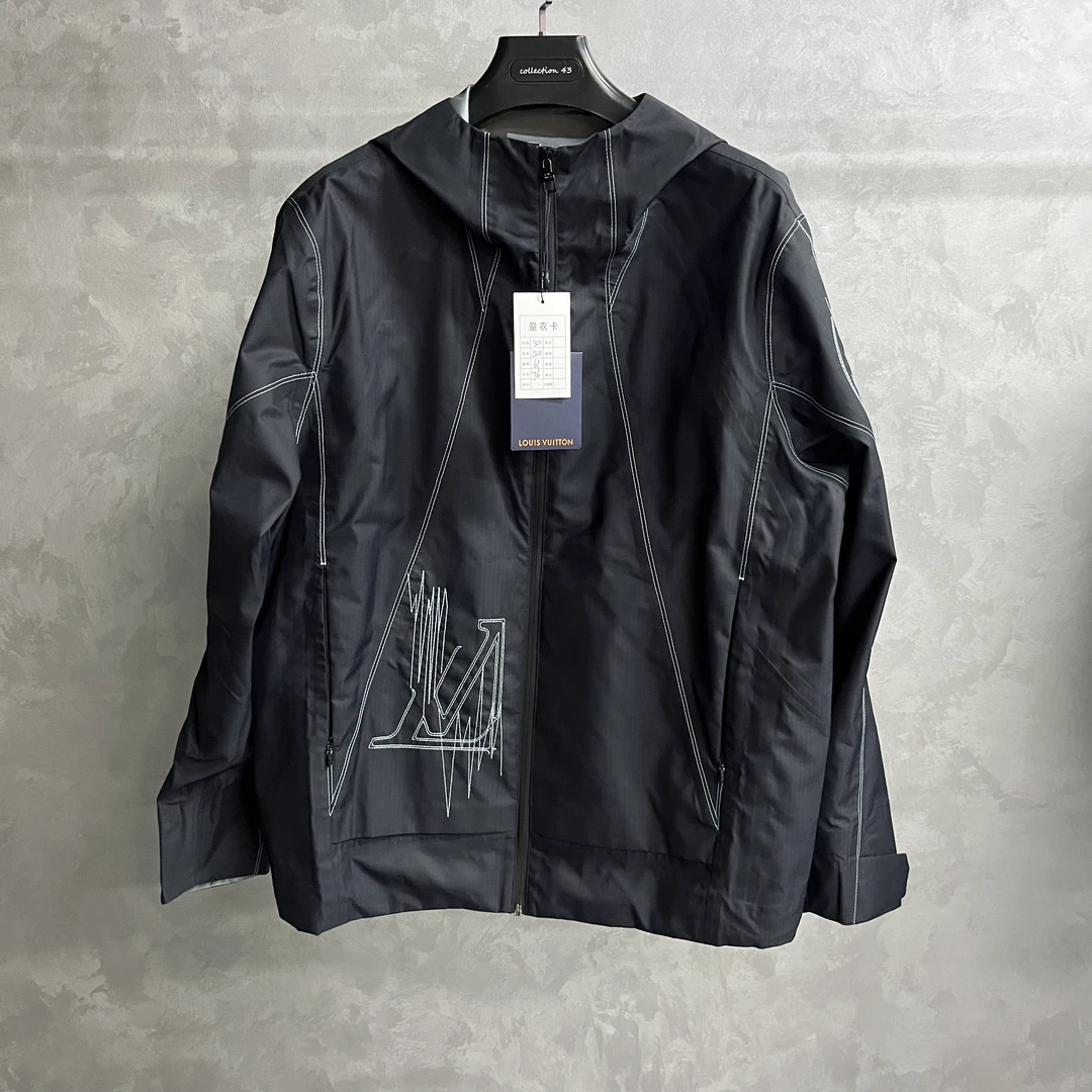 未使用 LouisVuitton/路易威登 印花宽松拉链连帽长袖外套/50/52