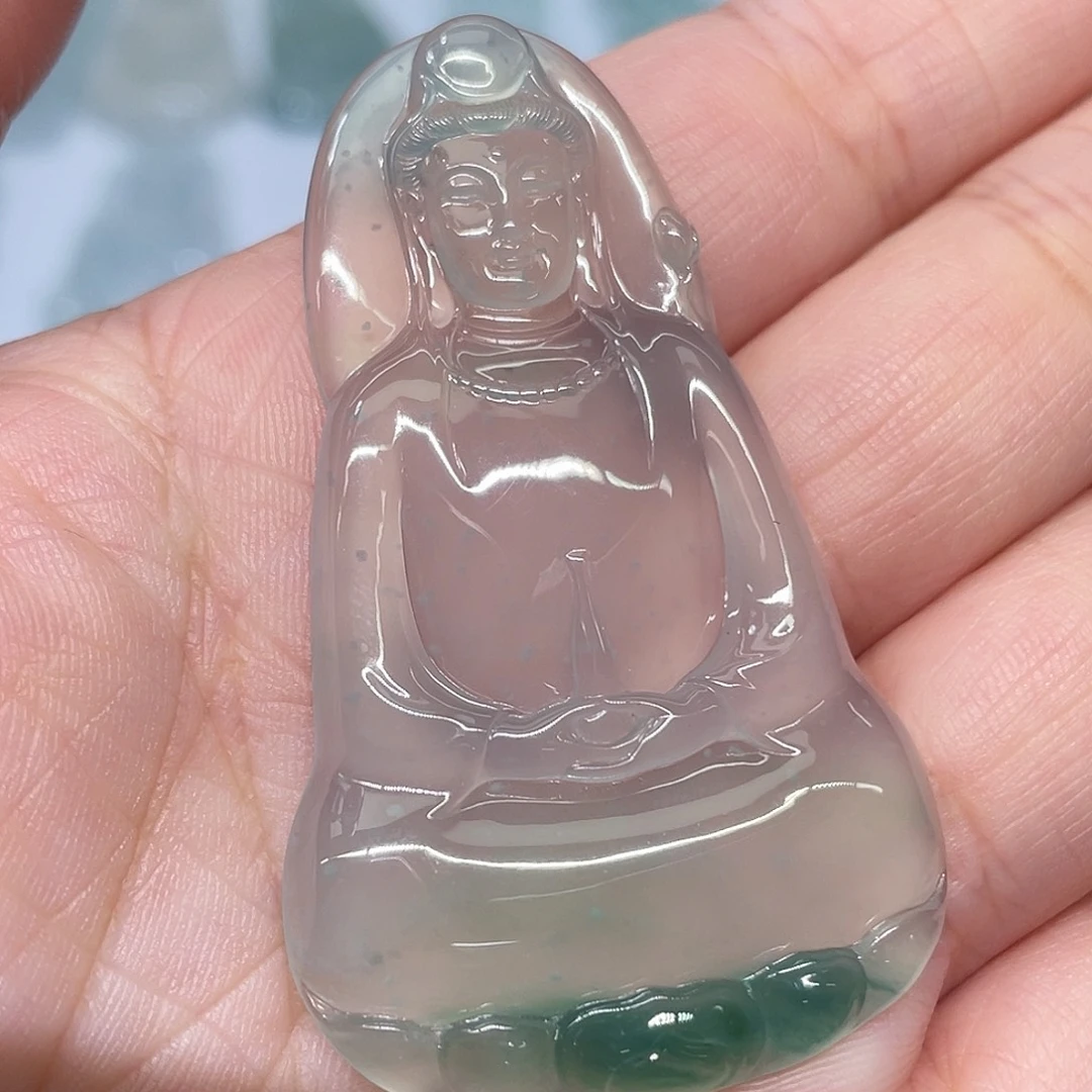 颈饰未镶嵌翡翠一刀切飘绿素衣