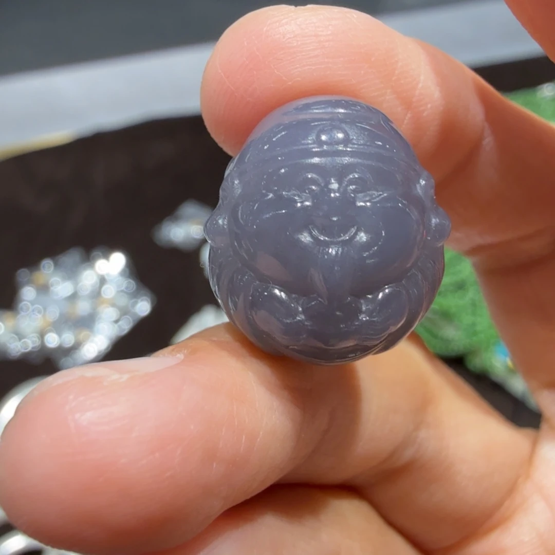 和田玉未镶嵌颈饰烟紫财神TZ多样性拍一发一