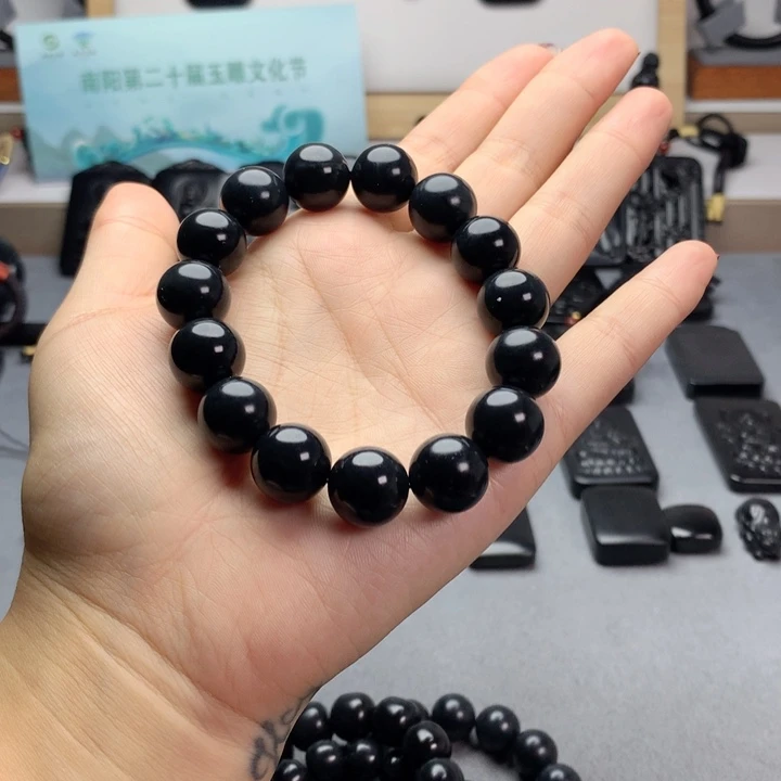 和田玉（墨玉）未镶嵌手串特价14mm