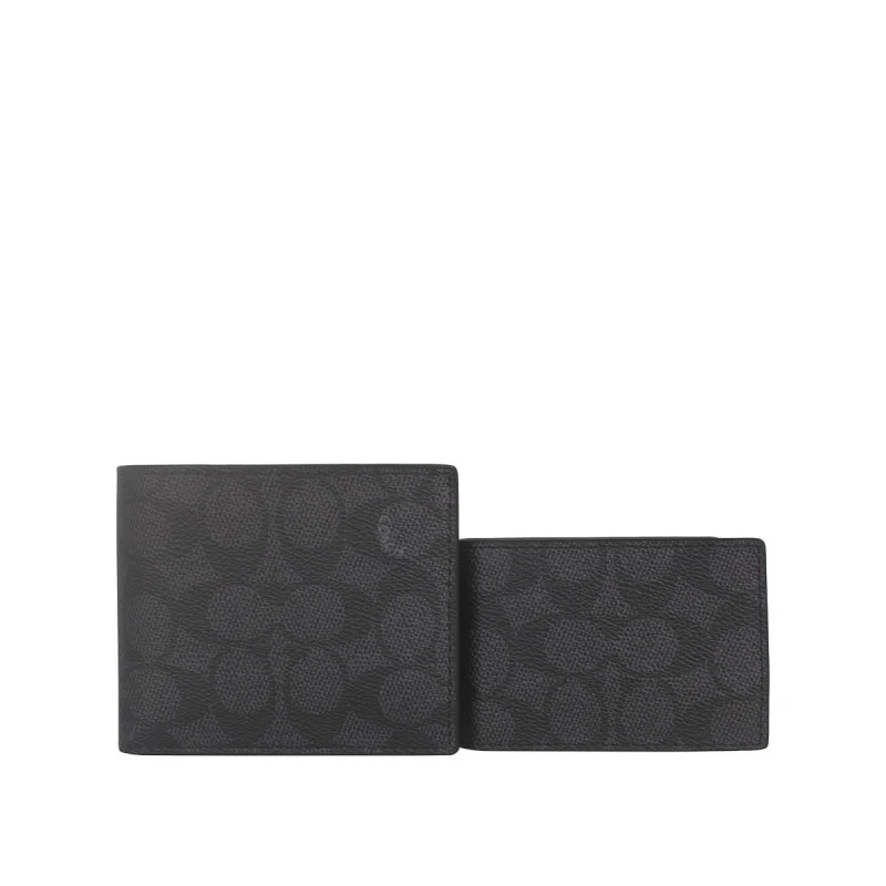 COACH 奥莱款男士PVC短款钱包CW380CQBK