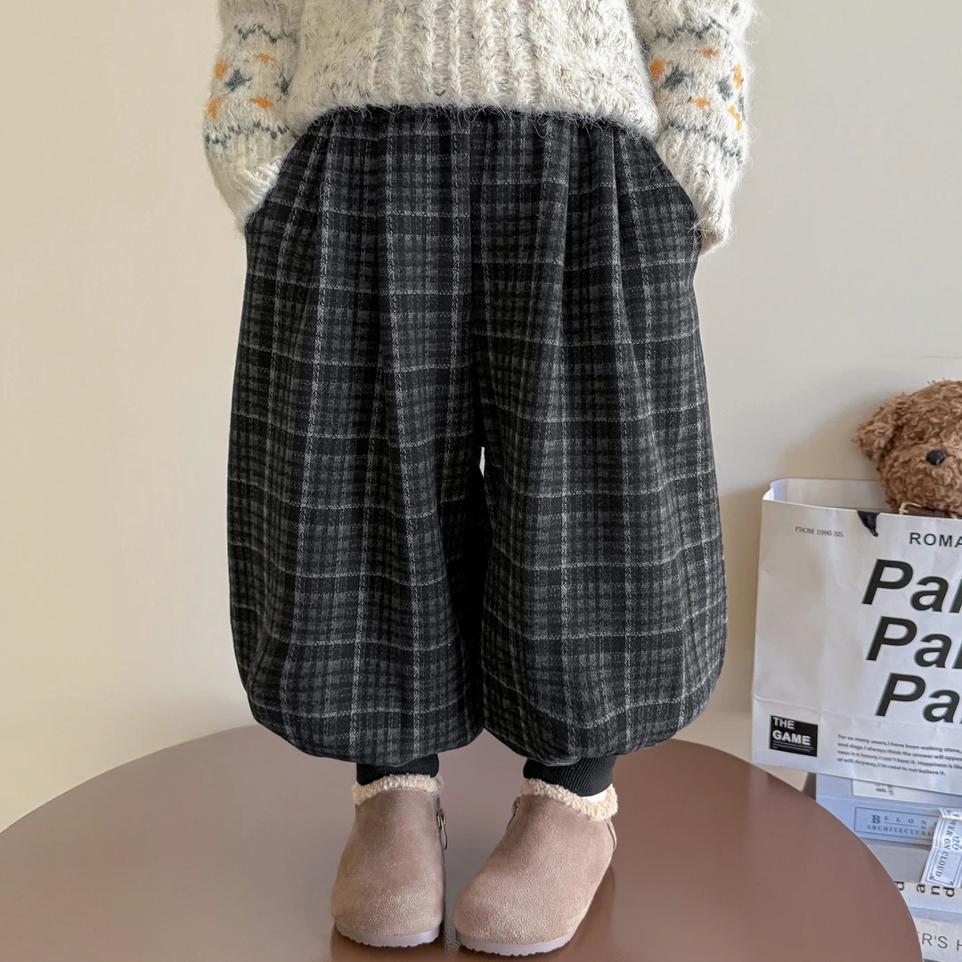 女童裤子冬季新款儿童洋气冬装一体绒宝宝冬季加绒加厚韩版灯笼裤