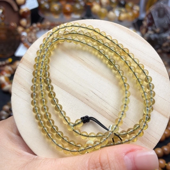 琥珀未镶嵌珠宝奇石4mm白茶108