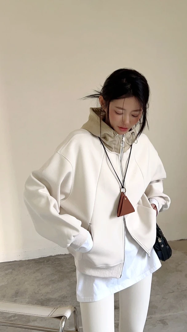 【设计师】春外套暗兜梭织帽-25012