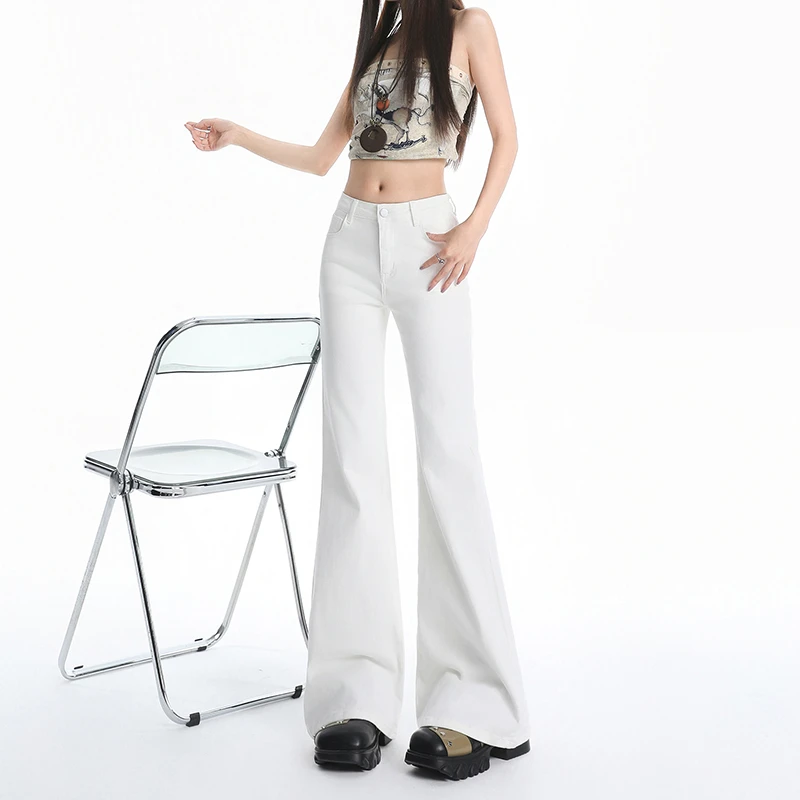 2025秋装清凉热辣美式辣妹中低腰阔腿裤不贴腿百搭喇叭裤拖地牛仔