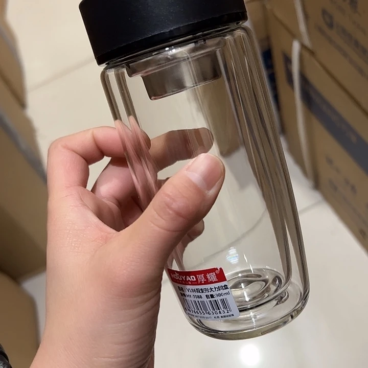 厚耀品牌双层300ml鹅蛋杯大力黑微瑕