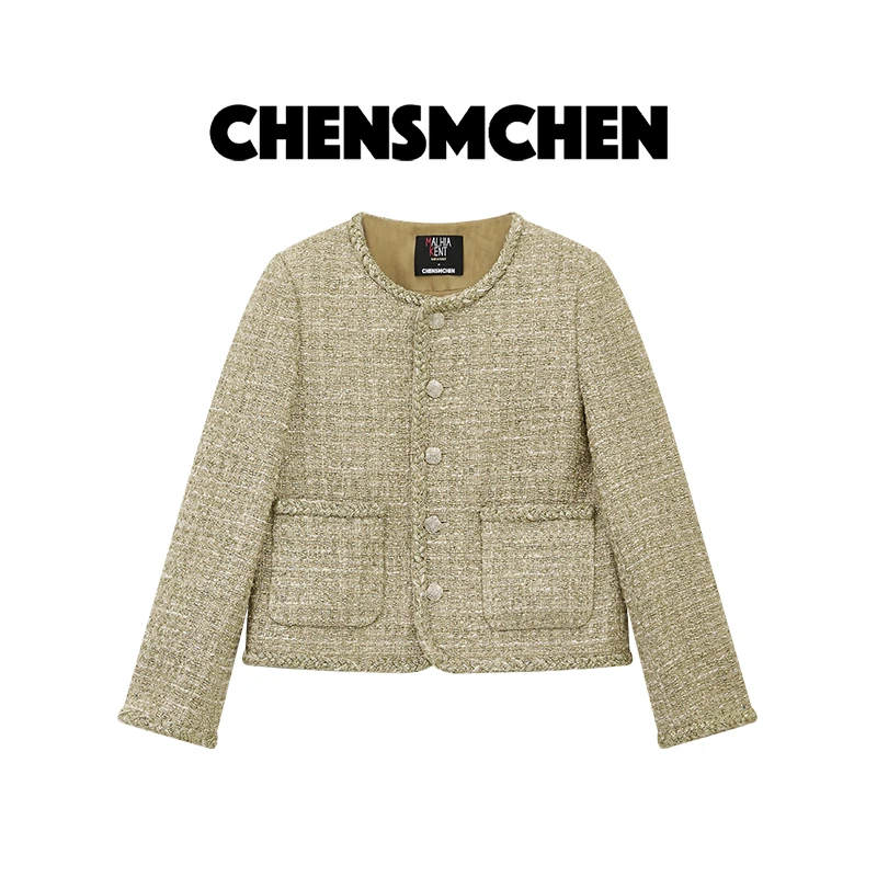 CHENSMCHEN 进口经典粗花呢小香外套女精致气质优雅上衣CSW5616YW
