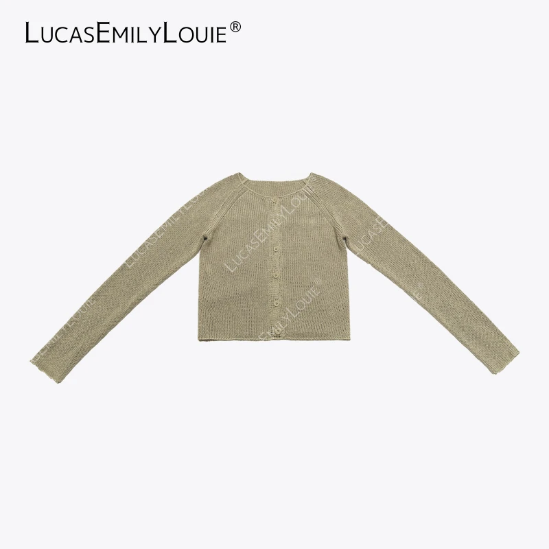 LUCASEMILYLOUIE欢姐0220复古休闲无领针织开衫2510361