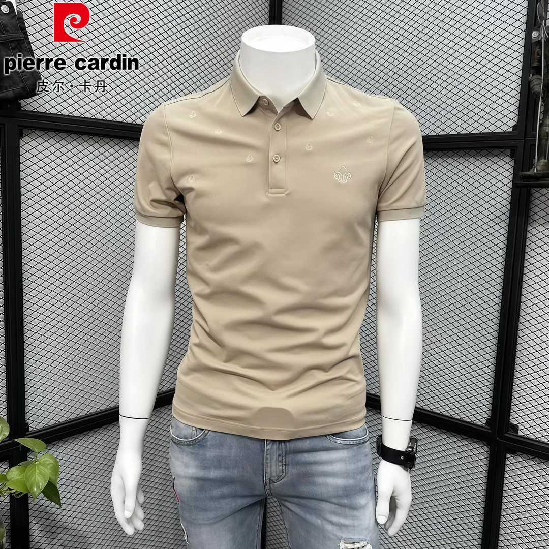 皮尔卡丹夏季新款翻领刺绣POLO衫高品质男士短袖t恤商务休闲半袖