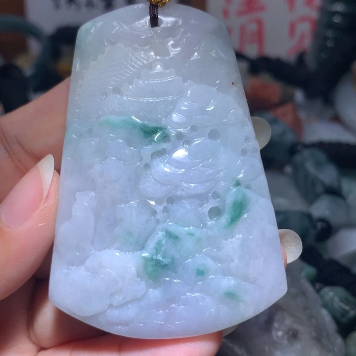 翡翠未镶嵌颈饰保真天然A货翡翠