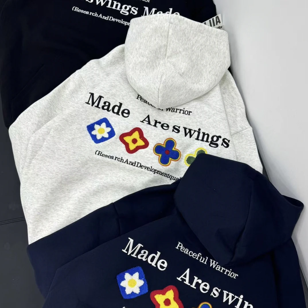 美式复古重工刺绣连帽卫衣男女2025秋冬新款宽松潮牌上衣