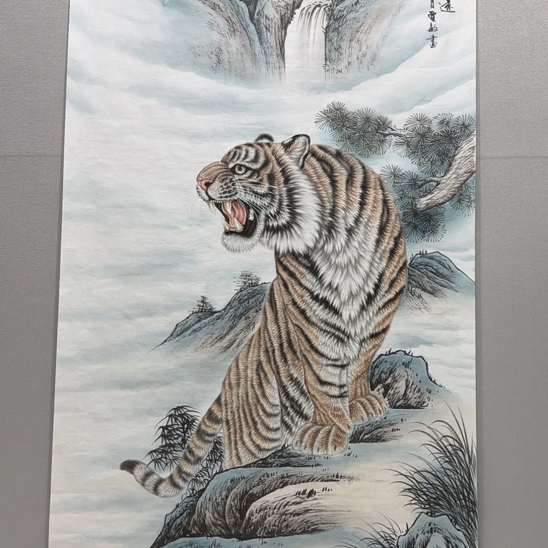 国画精品工笔上山虎贾敏