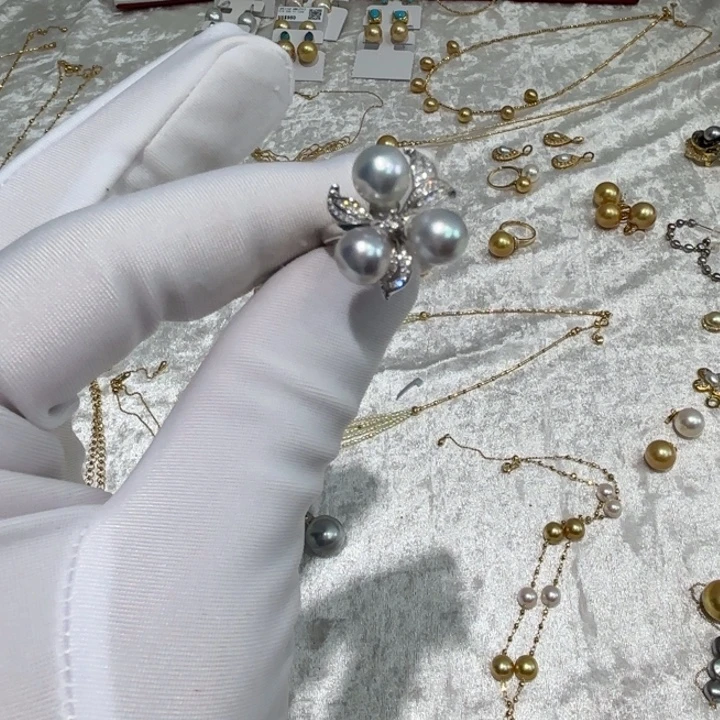 戒指银S925镶嵌海水珍珠