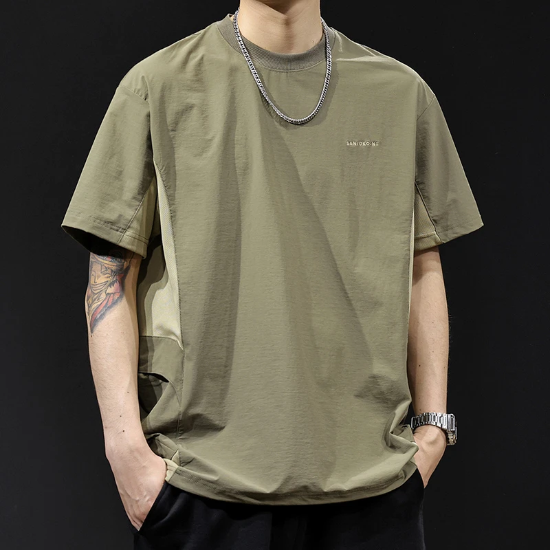 MR.MUDI/穆迪先生轻奢肌理感速干短袖t恤男大码美式夏季新款高端