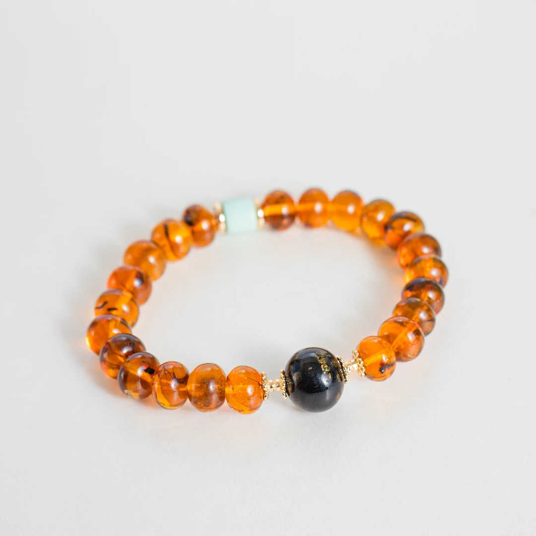 转过山 抚顺琥珀绿松手串（拉萨直发 火活动9mm）DU241226101