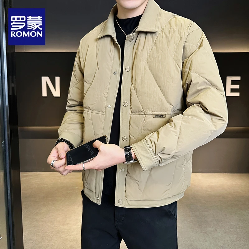 罗蒙休闲风轻薄男装潮流羽绒服轻奢风保暖帅气短款百搭帅气外套男