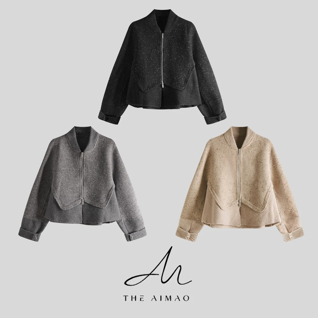【THE AIMAO】“温暖都市”澳羊毛浣熊毛混纺厚实拼接外套XYX82963