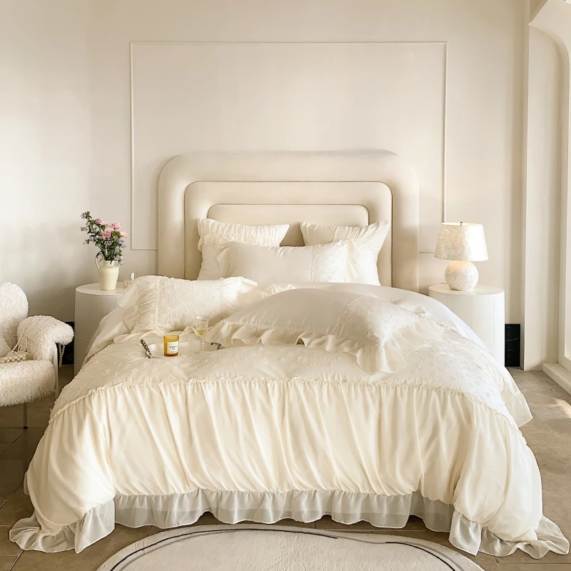 慕逸【雪顶之恋】天丝棉四件套四季款 法式公主风被套床单床上用品