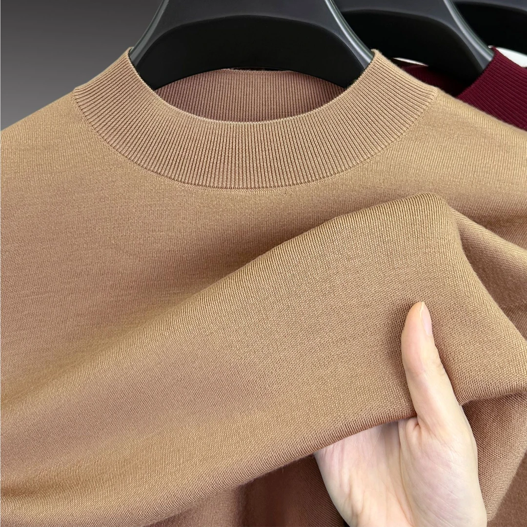 John Bunni100%精纺纯羊毛衫可机洗男士冬季高端全羊毛保暖打底衫