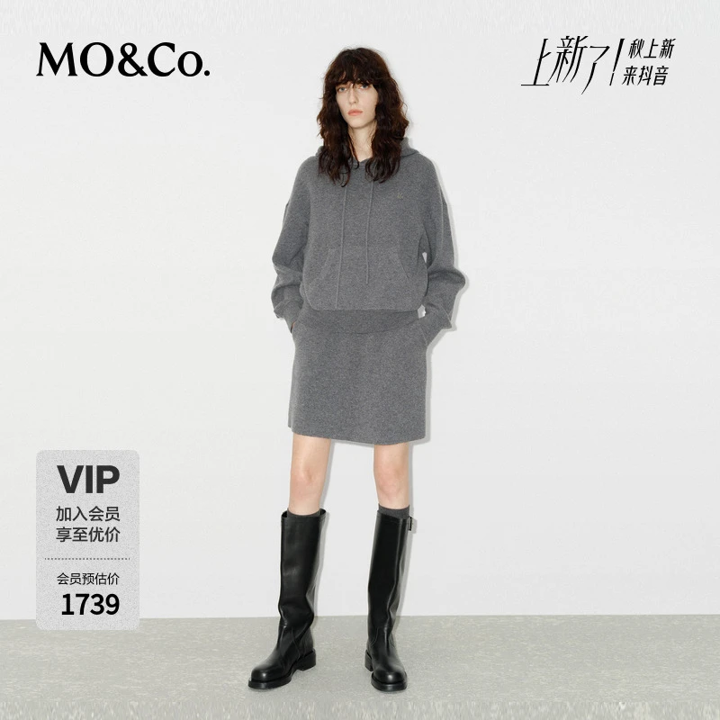 MOCO两件套连衣裙冬含绵羊毛山羊绒毛衣短裙MBD4DRS026