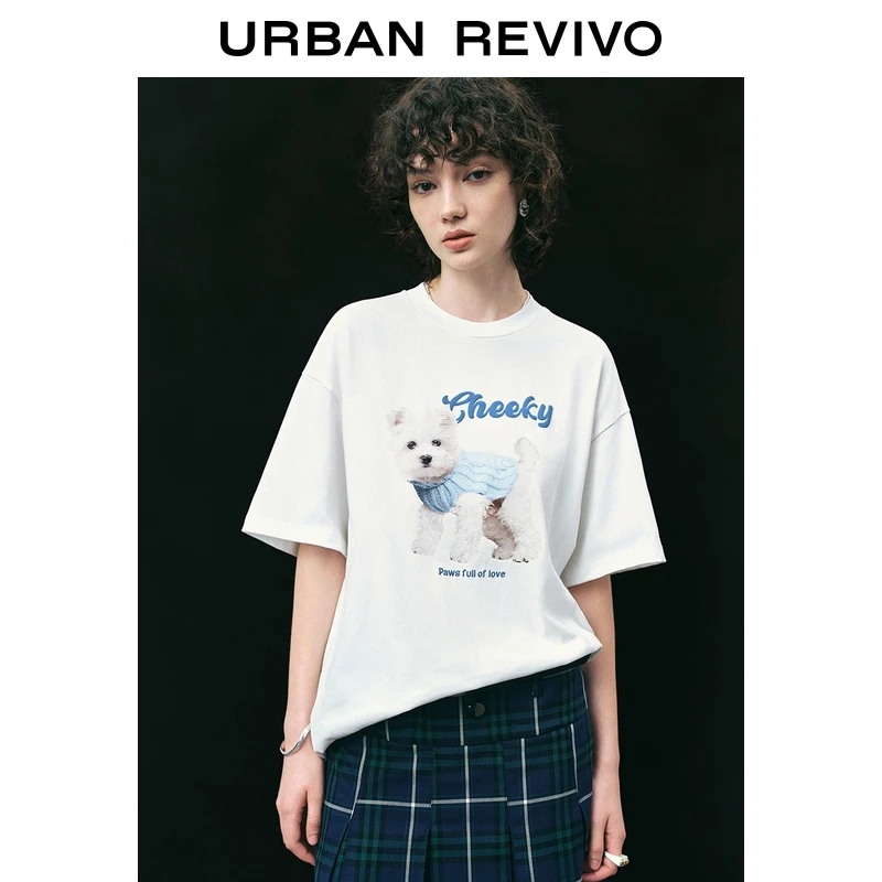 UR2025秋季新款女装时尚趣味萌宠印花棉质短袖T恤UYU450155+