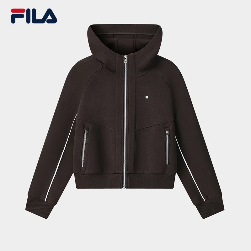 【复古流光风】FILA斐乐女士2025秋精致极简休闲运动宽松连帽外套