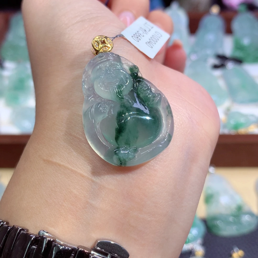 翡翠18K金镶嵌吊坠(不含链)