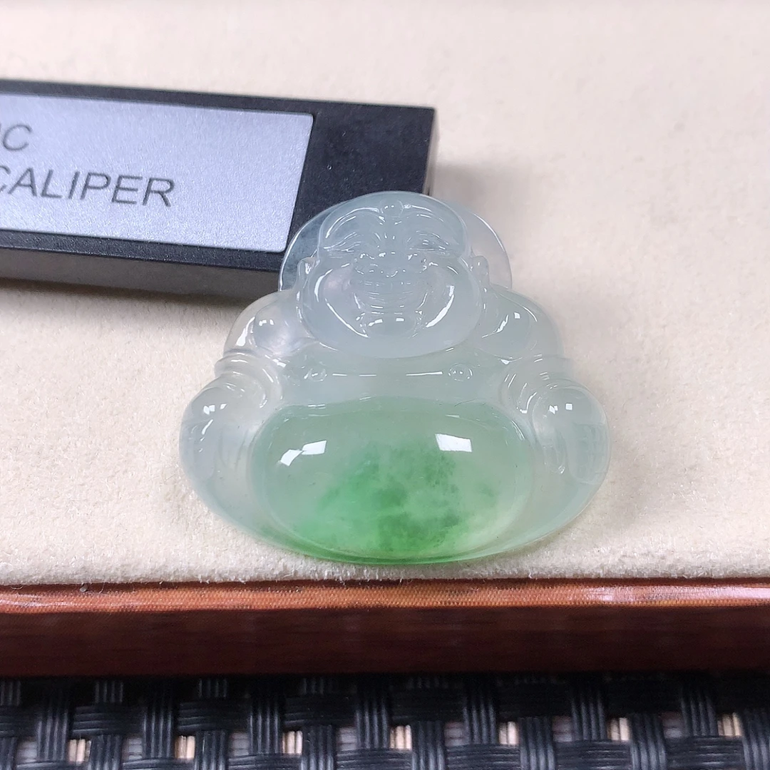 缅甸天然翡翠冰润飘绿翡翠佛公吊坠339/尺寸25.5×29×6
