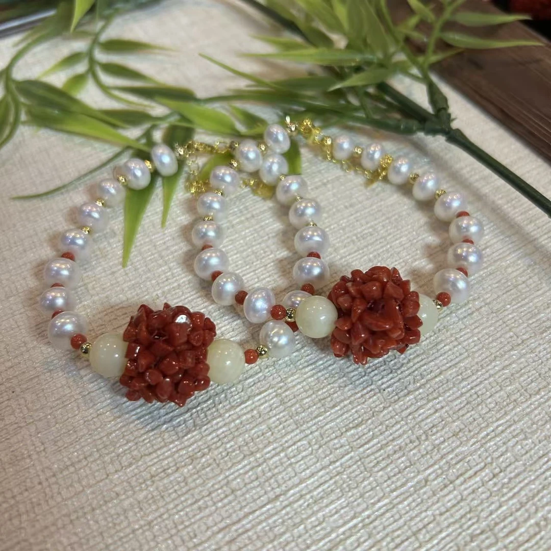 天然珊瑚毛毛虫手链 多样性发其一