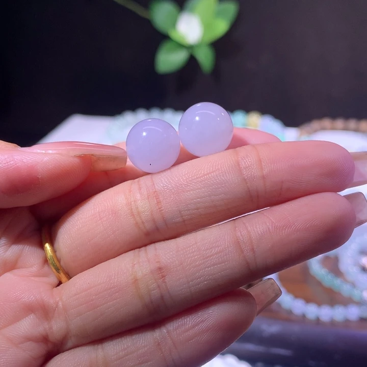 翡翠散珠冰粉紫一对