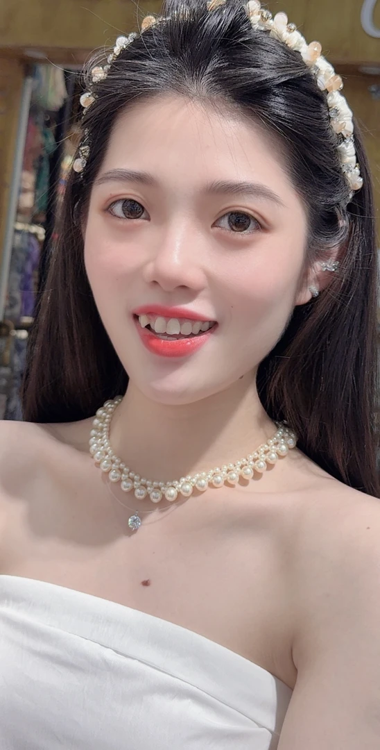 铜合金仿珍珠项链 法式珍珠项链（人鱼之泪项链锁骨链不包含在内）