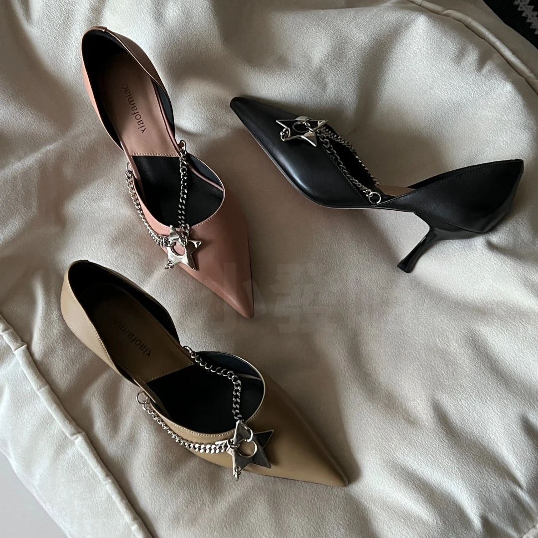 小发喵通勤尖头浅口气质百搭小众高跟鞋