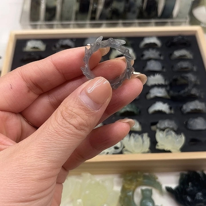 善***生蛇纹石玉合金戒指