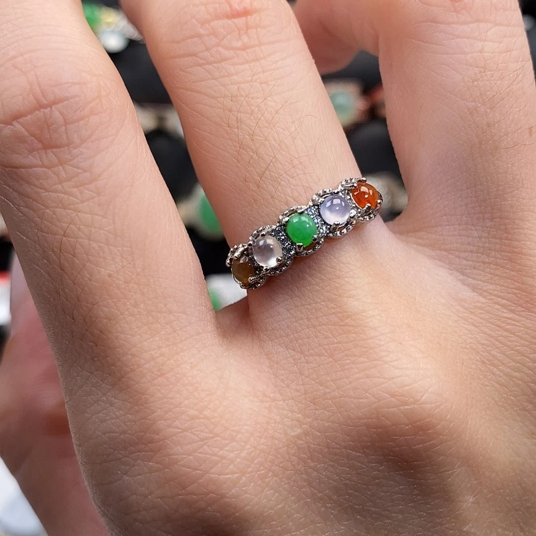 翡翠银S925镶嵌戒指74