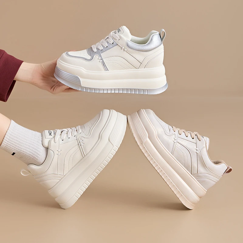 增高7cm小白鞋2025春夏季百搭松糕厚底休闲运动高跟板鞋女