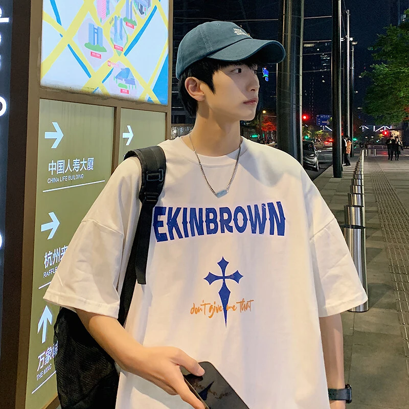 特大码300斤美式夏季宽松潮牌港风休闲运动嘻哈国潮圆领短袖T恤男