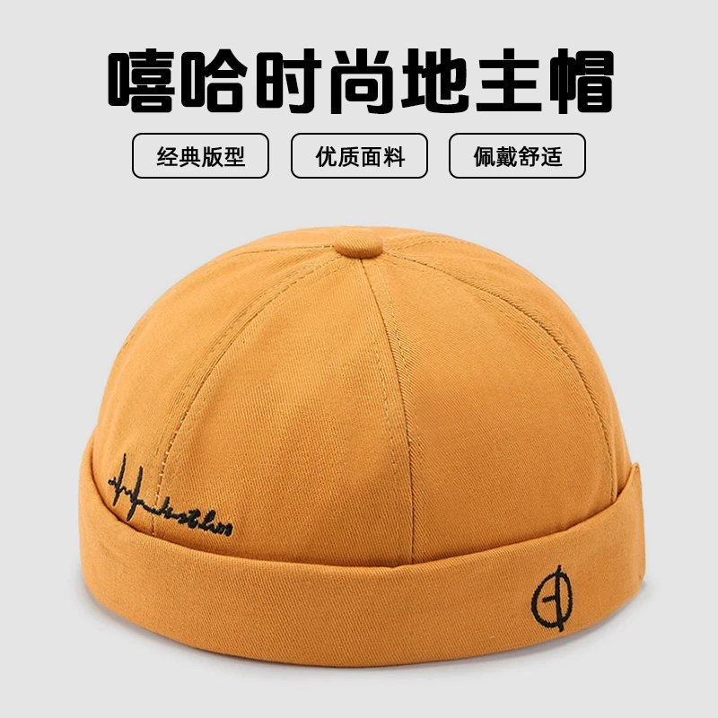 百搭潮流瓜皮帽男女通用春夏秋季运动户外时尚刺绣地主帽登山骑行