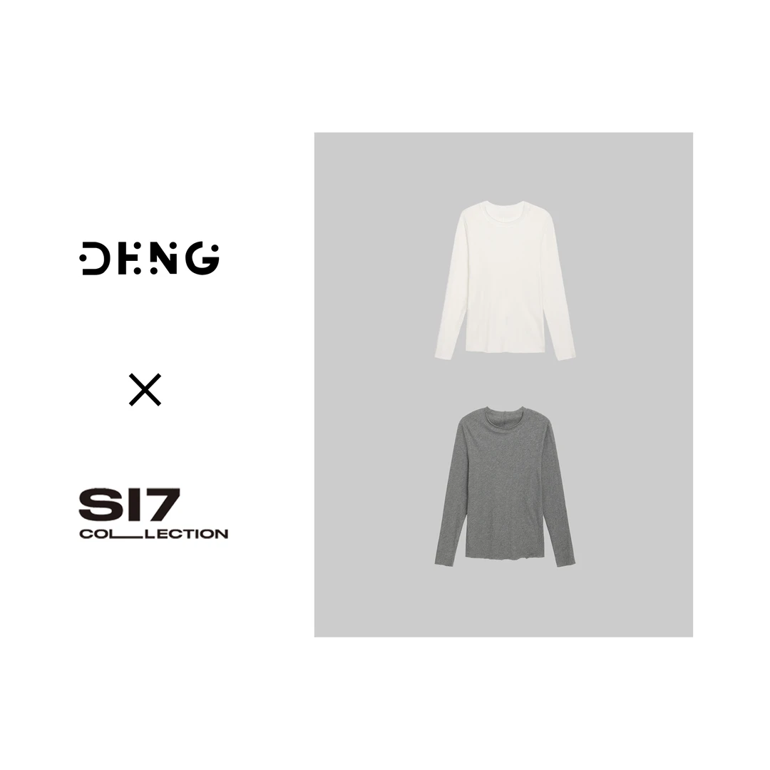 DENG 早秋格调质感极简全棉轻薄毛边立裁显瘦长袖T恤白/灰FX019